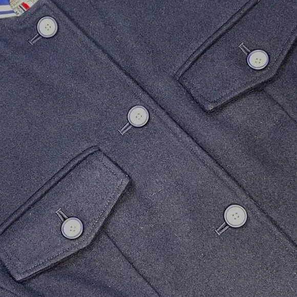 ~ Vintage RARE Armani Jeans Med Wool Military Jacket HTF Women's Button Up Lined - Picture 13 of 14